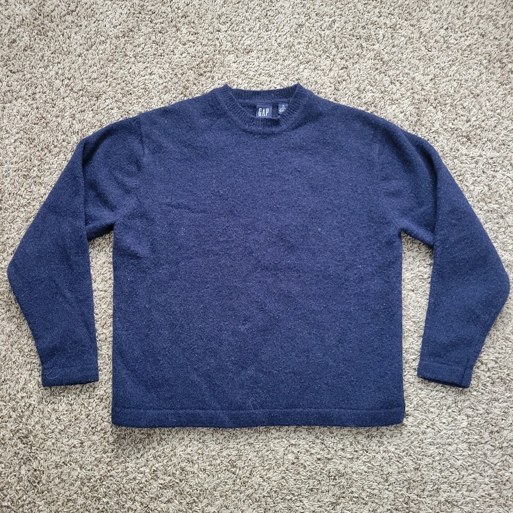 Gap Sweater 100% Lambswool Lambs Wool Navy Blue Crew Neck Size Medium